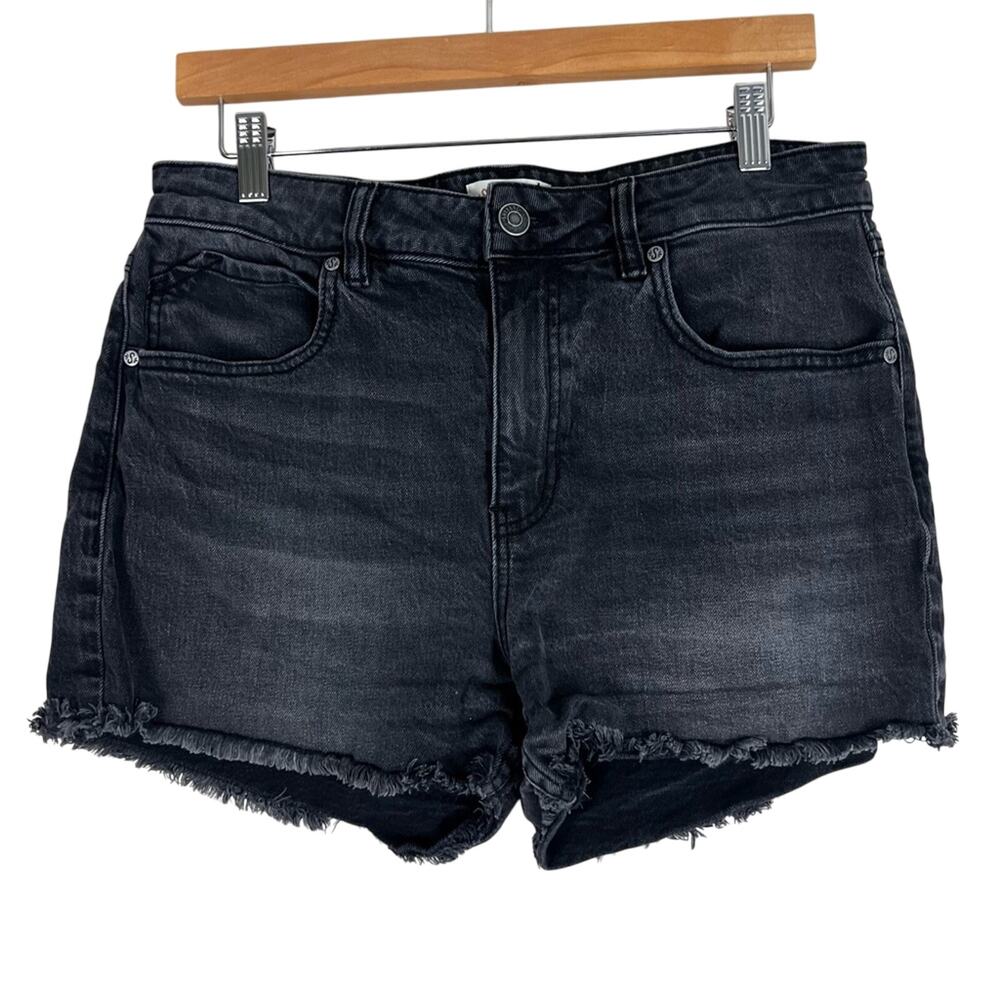Shyanne Denim Shorts Womens 31 Black Raw Hem‎ High Rise Western Country Indie